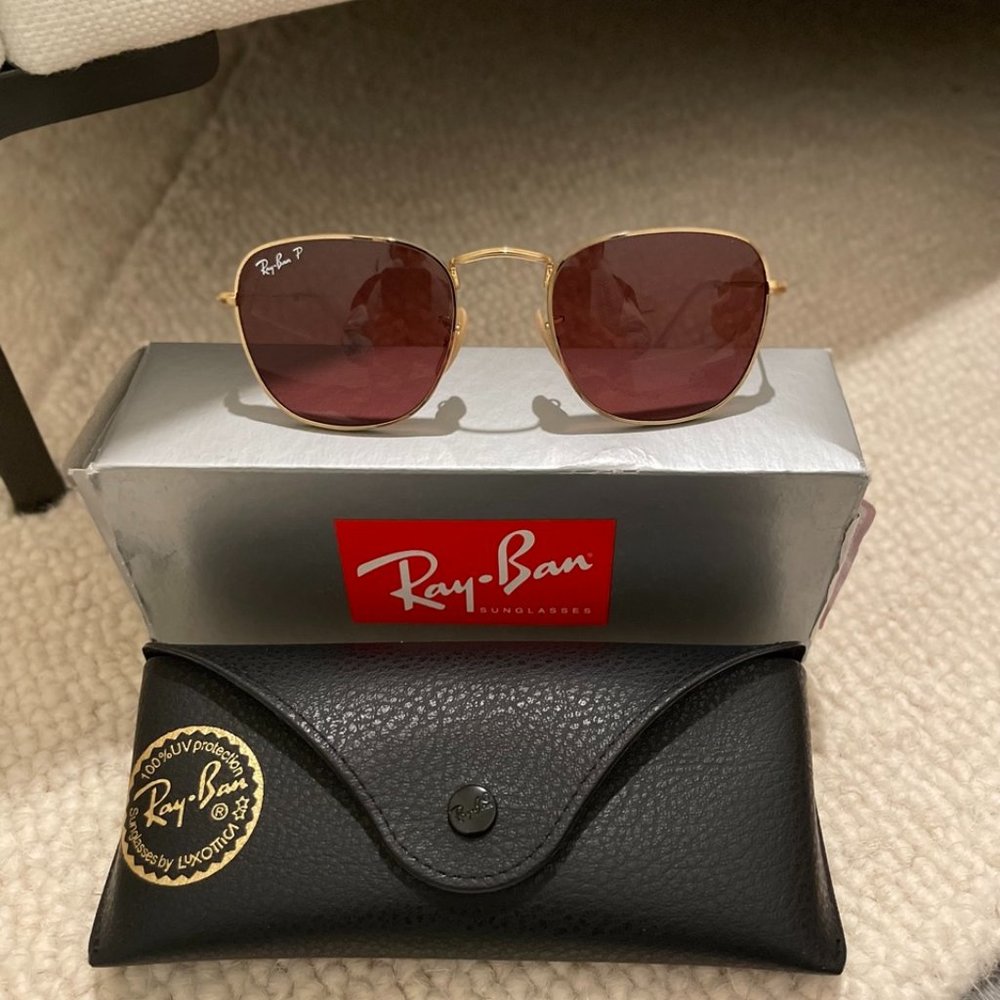Ray-Ban FRANK Sunglasses - Gold/Violet, Polarized (RB3857, 51-21)